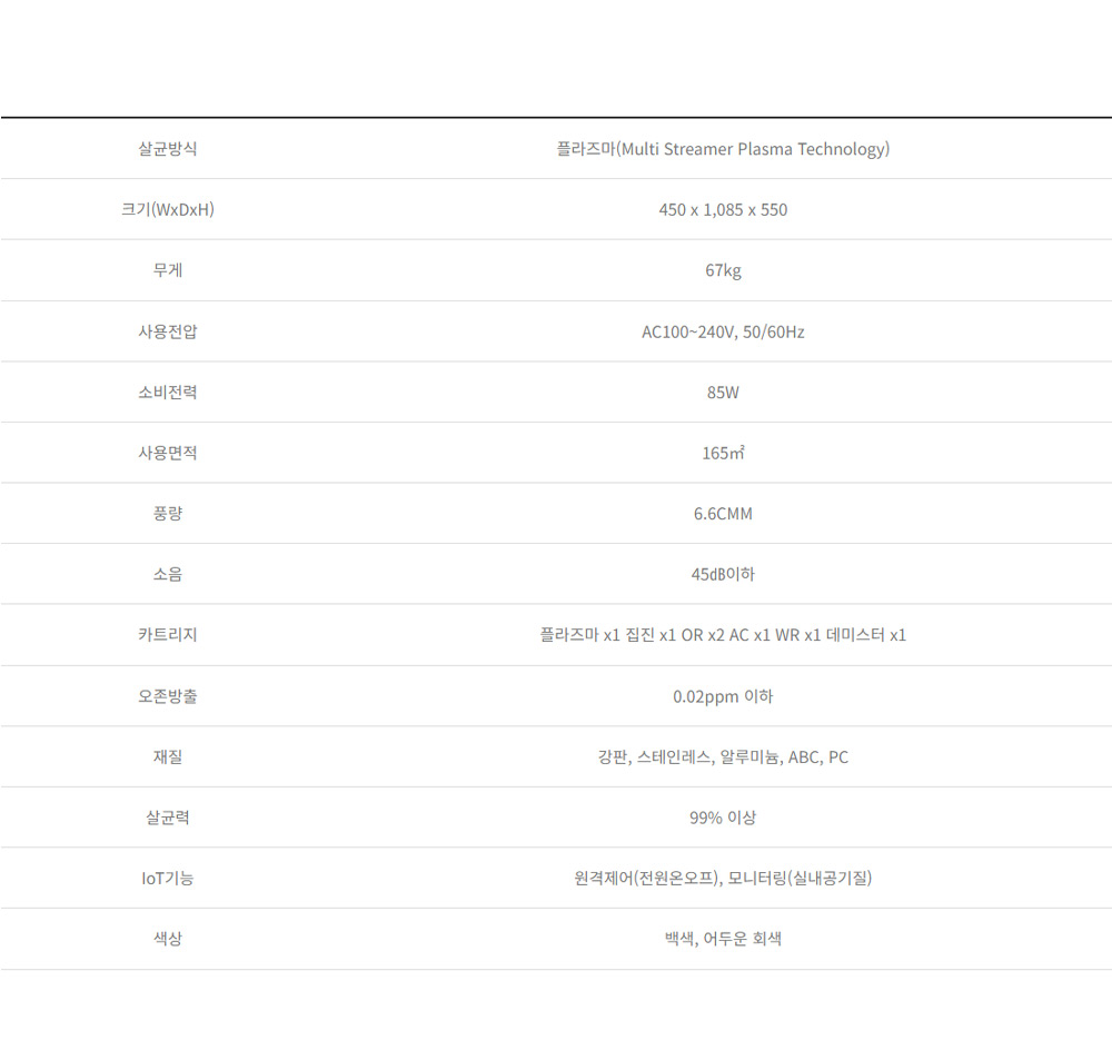 퓨리토피아 50평형 white / gray (설치비용 별도-대당 165,000원)